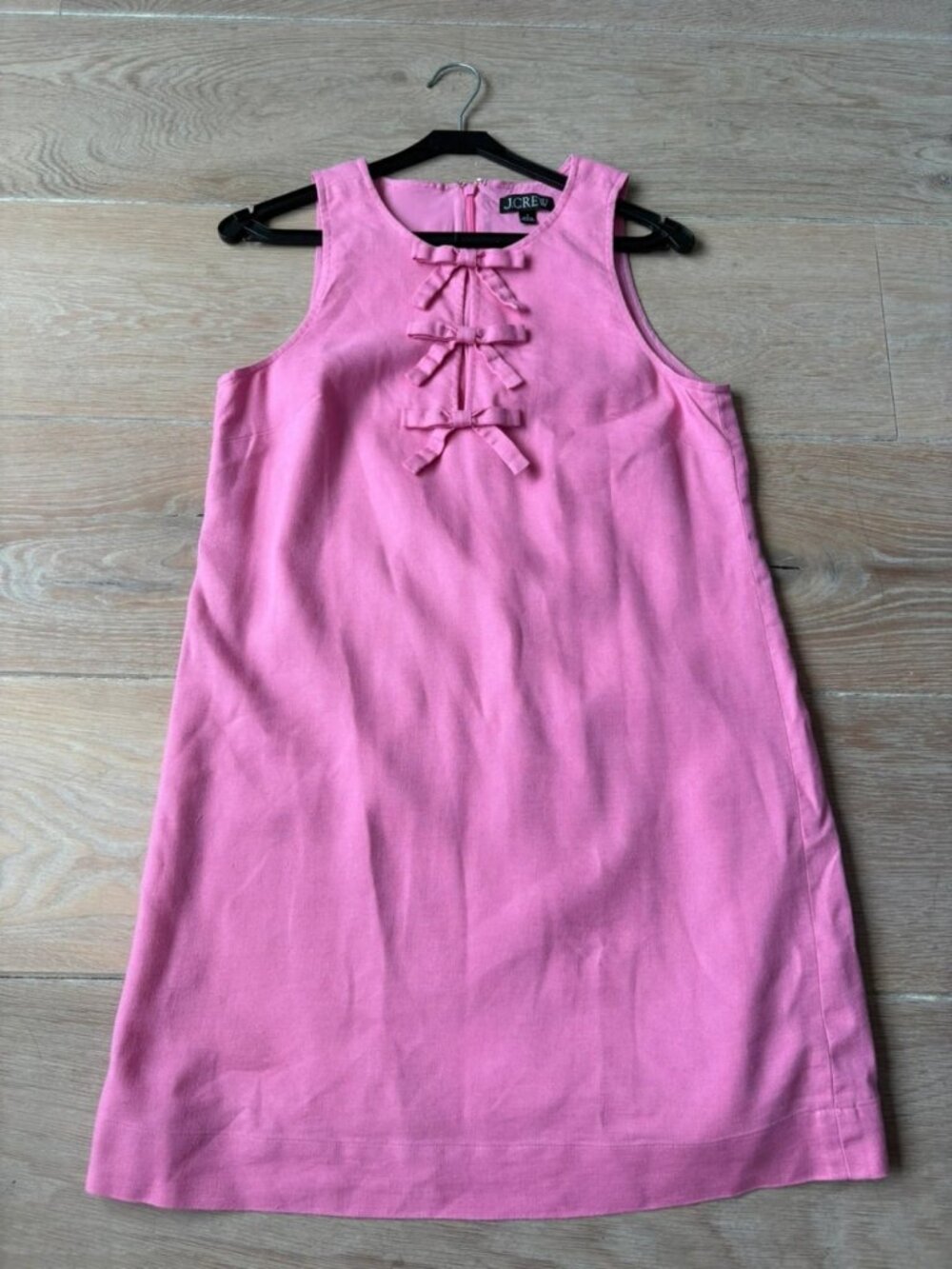 Rose Pink Linen Mini Dress with Lace-Up Front Women’s S